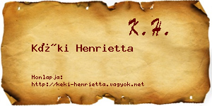 Kéki Henrietta névjegykártya